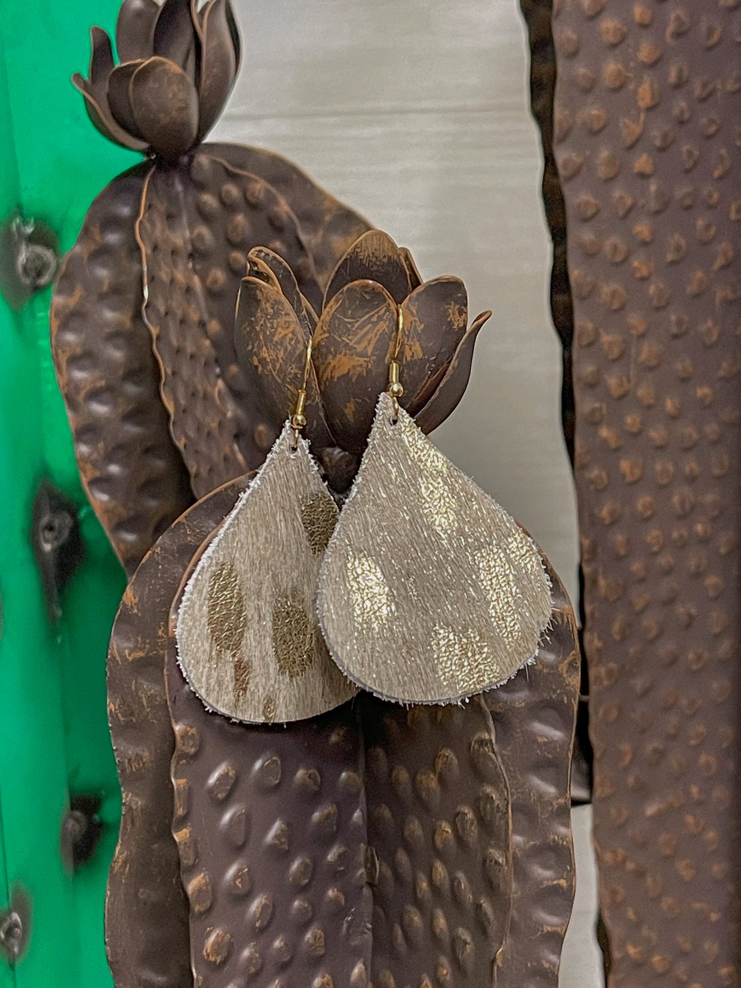 Teardrop Cowhide Earrings